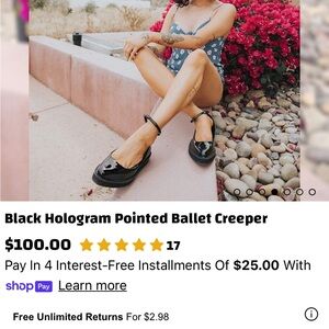 Black Hologram Pointed Ballet Creeper